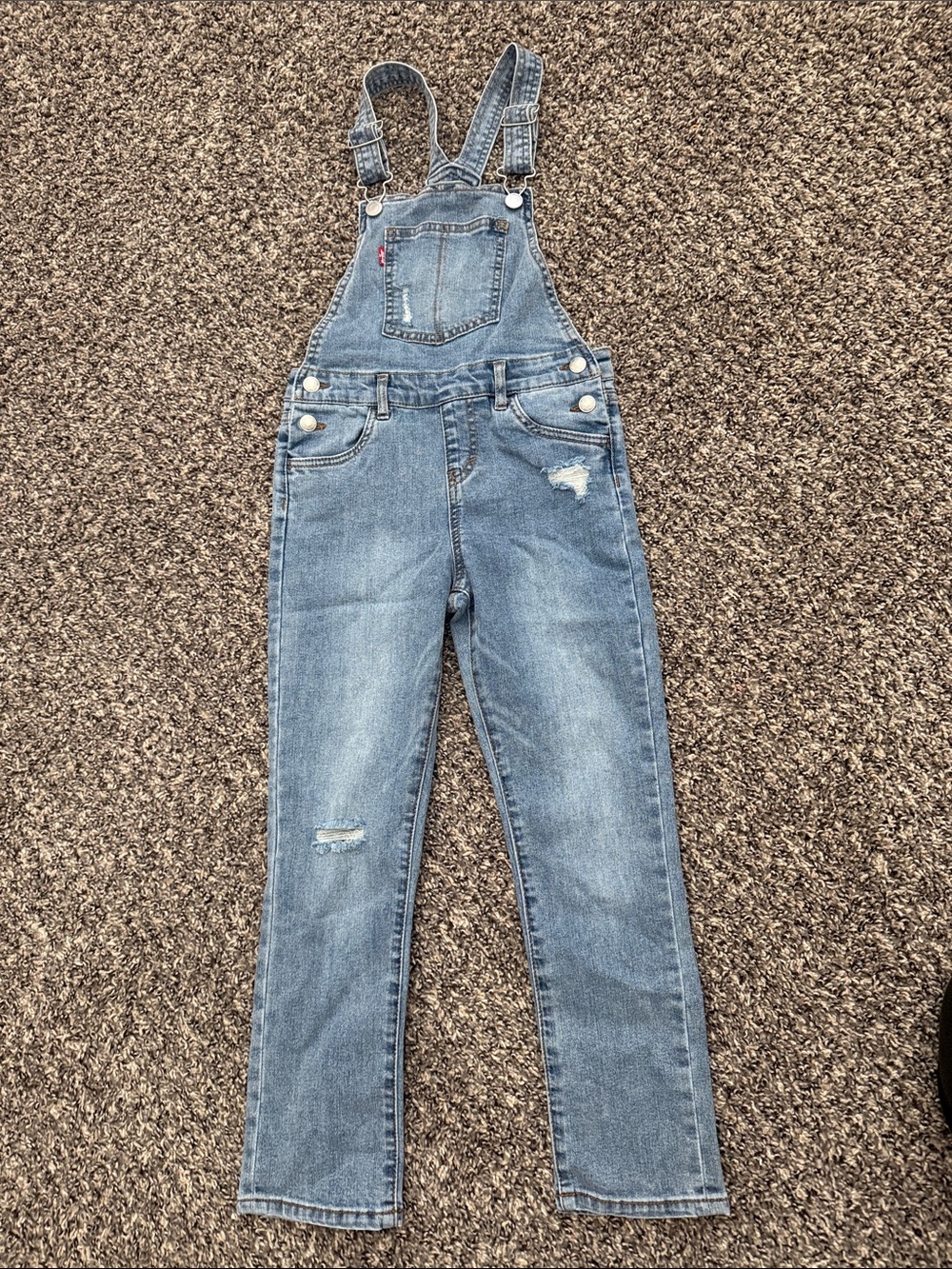Levi's Light Blue Distressed Denim Overalls for Girls